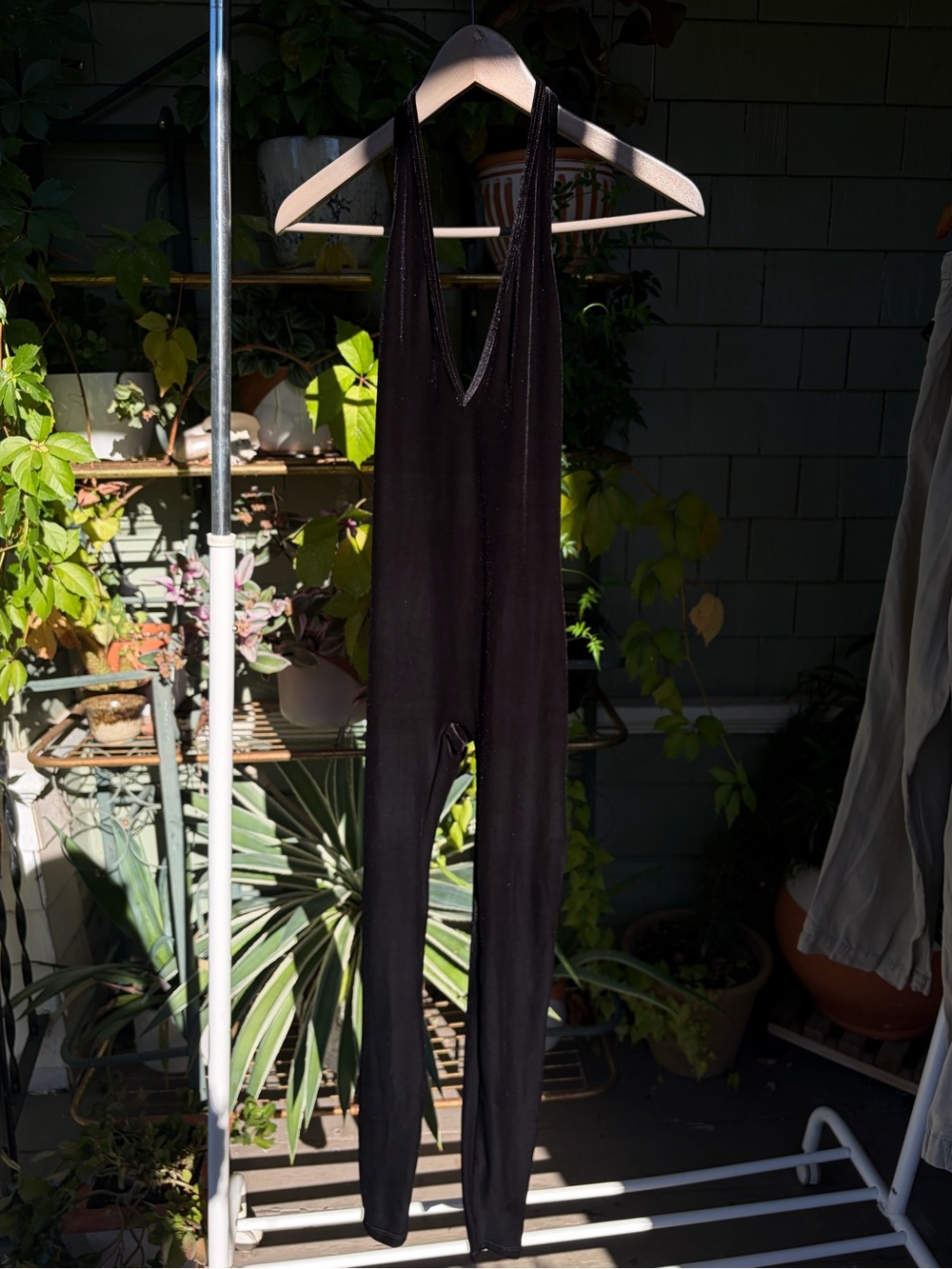 NWOT American Apparel Black Velvet Halter Jumpsuit